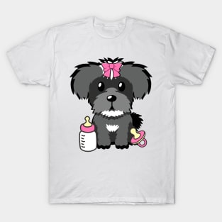 Cute schnauzer is a baby - girl T-Shirt